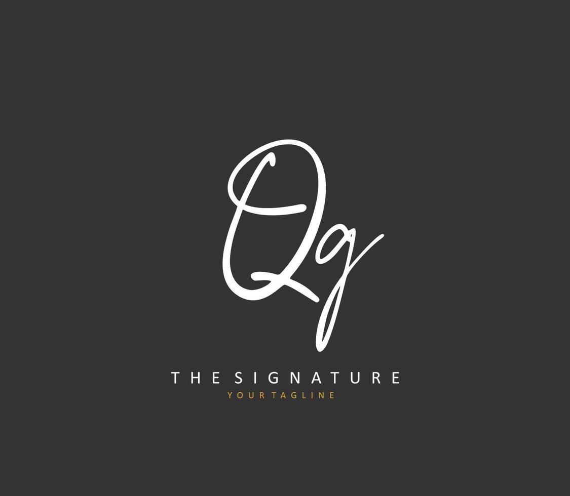 qg eerste brief handschrift en handtekening logo. een concept handschrift eerste logo met sjabloon element. vector