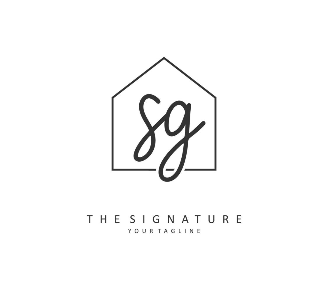 sg eerste brief handschrift en handtekening logo. een concept handschrift eerste logo met sjabloon element. vector