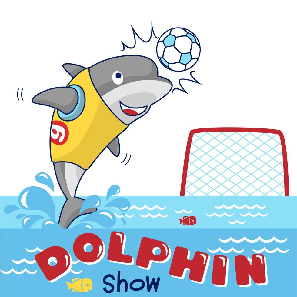 vector tekenfilm van dolfijn spelen water polo