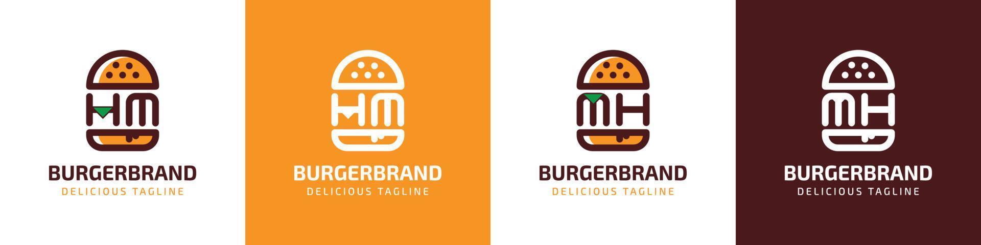 brief hm en mh hamburger logo, geschikt voor ieder bedrijf verwant naar hamburger met hm of mh initialen. vector