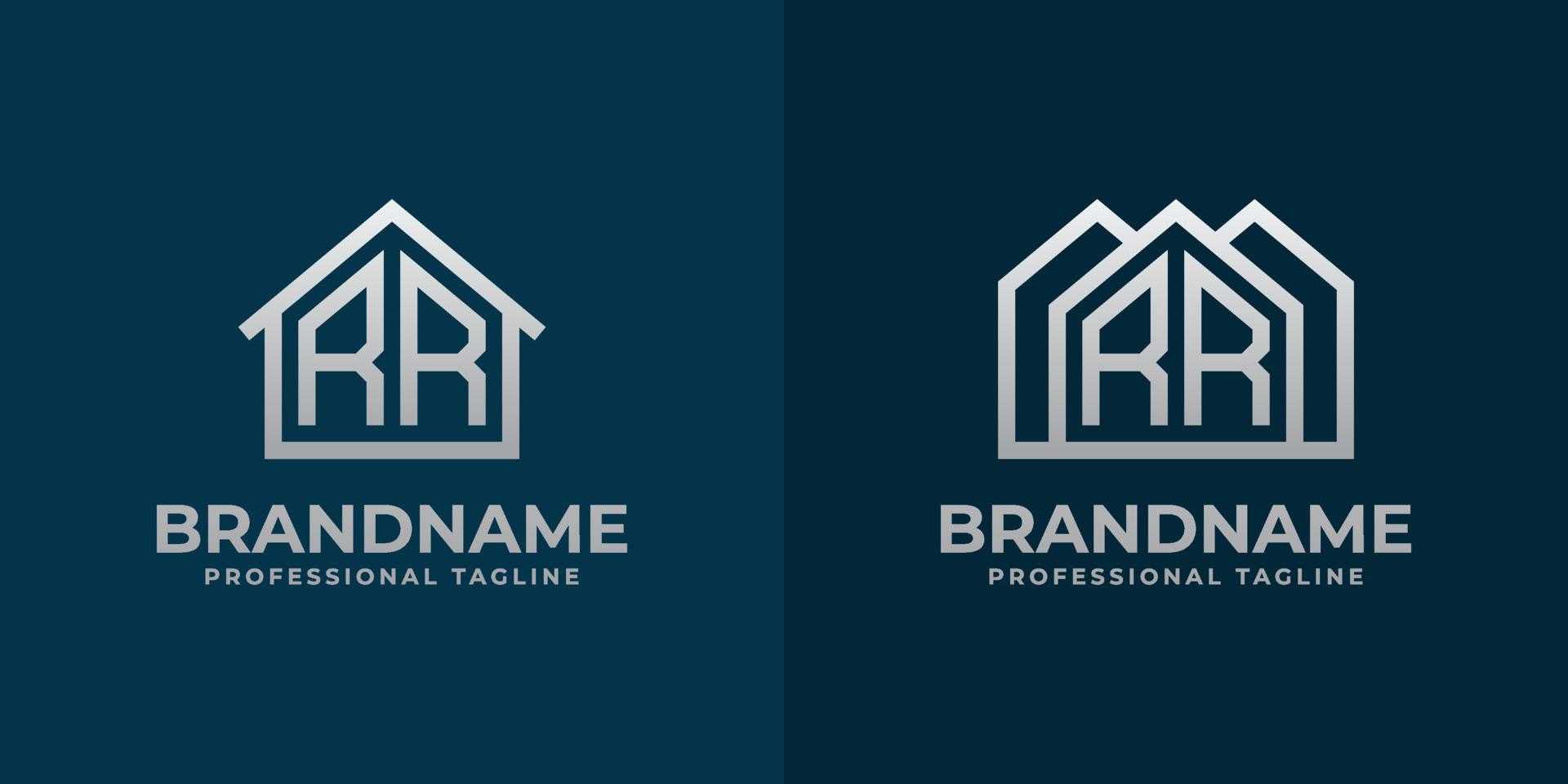 brief rr huis logo set. geschikt voor ieder bedrijf verwant naar huis, echt landgoed, bouw, interieur met rr initialen. vector