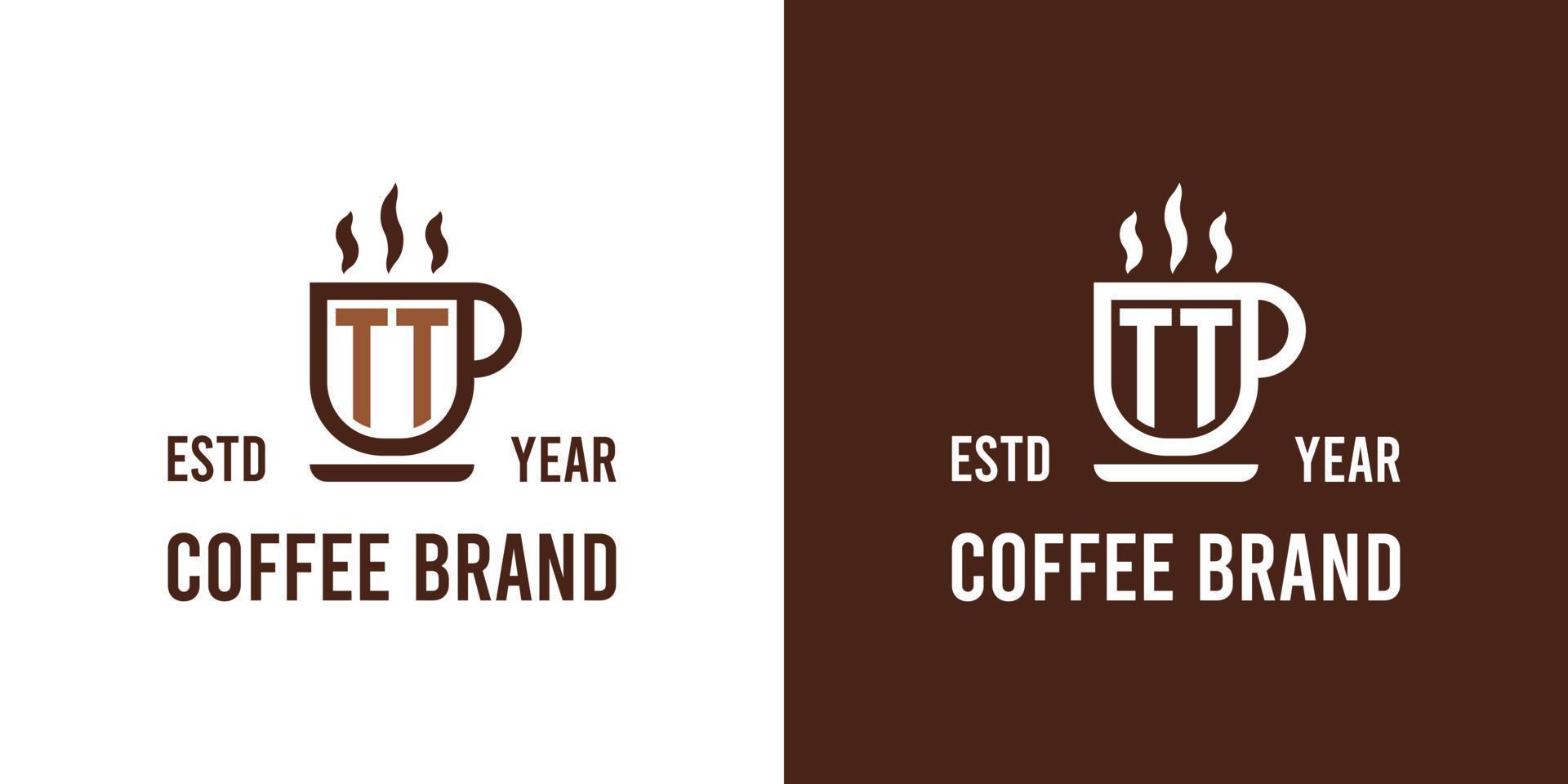 brief tt koffie logo, geschikt voor ieder bedrijf verwant naar koffie, thee, of andere met tt initialen. vector