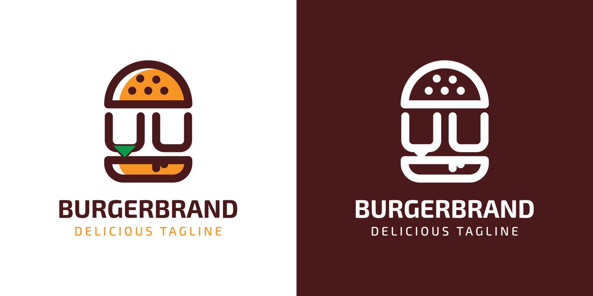 brief uu hamburger logo, geschikt voor ieder bedrijf verwant naar hamburger met u of uu initialen. vector