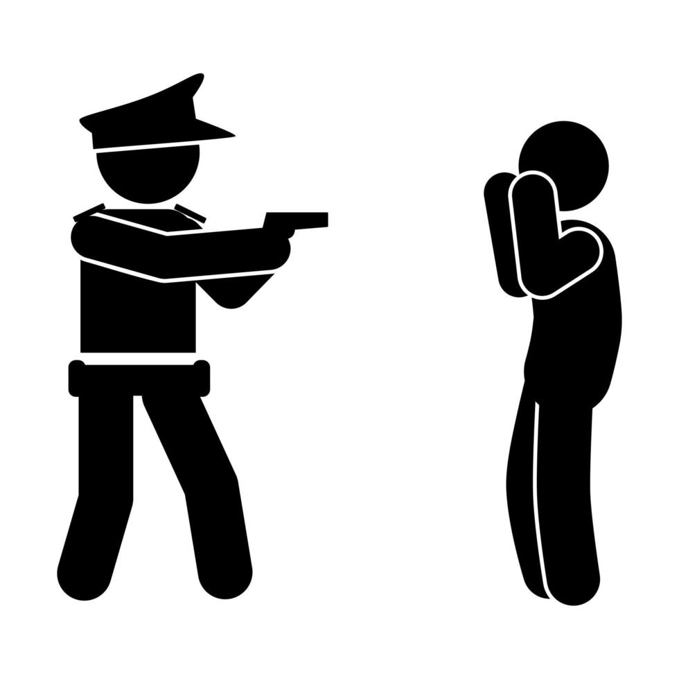 Politie arresteren criminelen. politieagent icoon. gemakkelijk illustratie van politieagent vector. criminelen in gevangenis vector