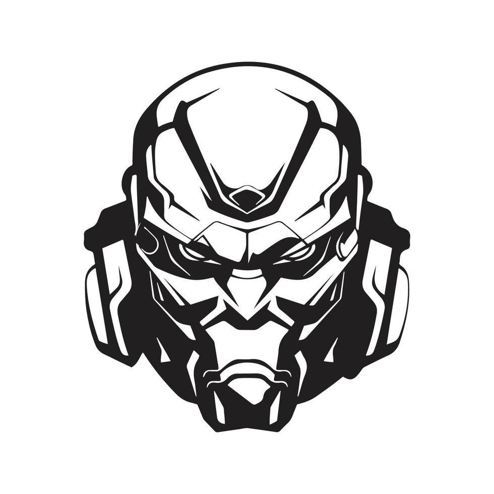 cyborg mascotte logo ,hand getrokken illustratie. geschikt voor logo, behang, banier, achtergrond, kaart, boek illustratie, t-shirt ontwerp, sticker, omslag, enz vector