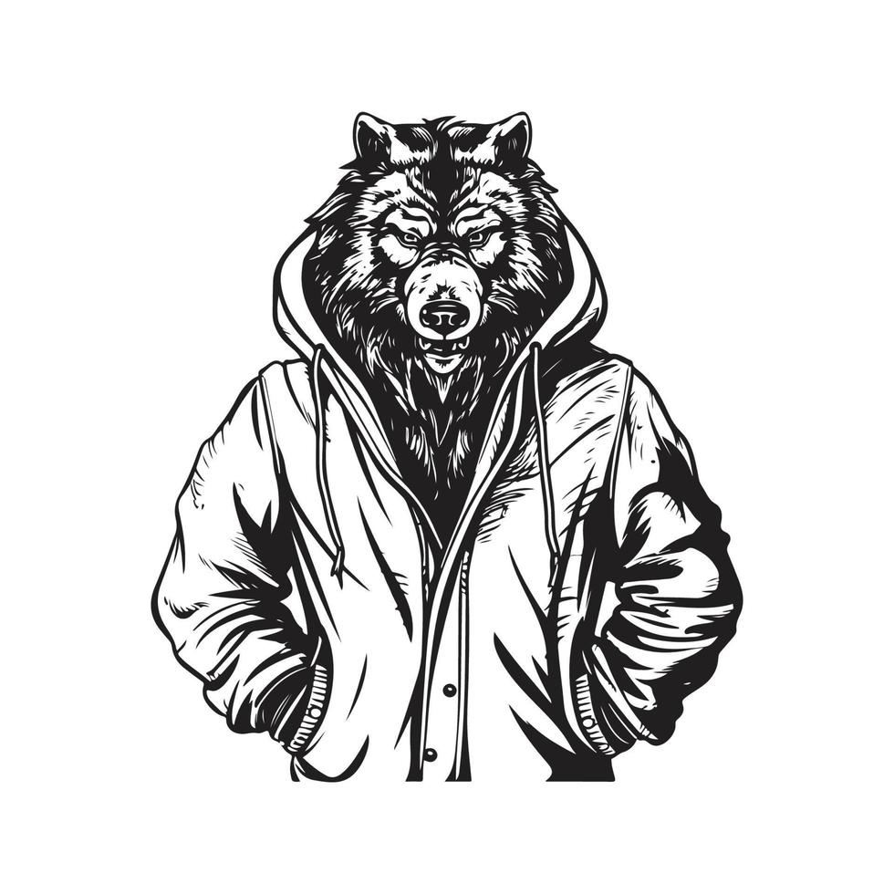 weerwolf met jasje en kap, vector concept digitaal kunst ,hand getrokken illustratie