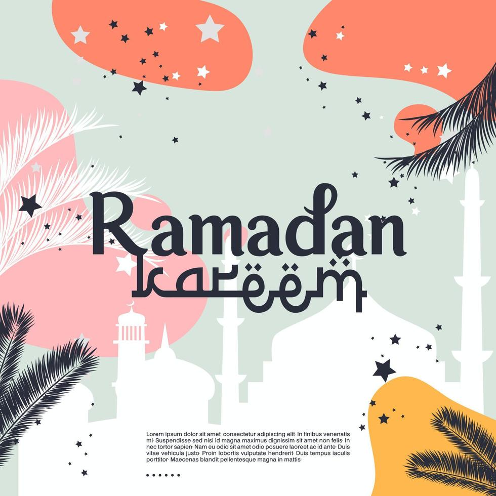Ramadan kareem vector ontwerp voor banier, achtergrond, kan worden gebruikt net zo een kaart, en web. extra naar de ontwerp van de Ramadan kareem, eid al-fitr en eid al-adha. vector