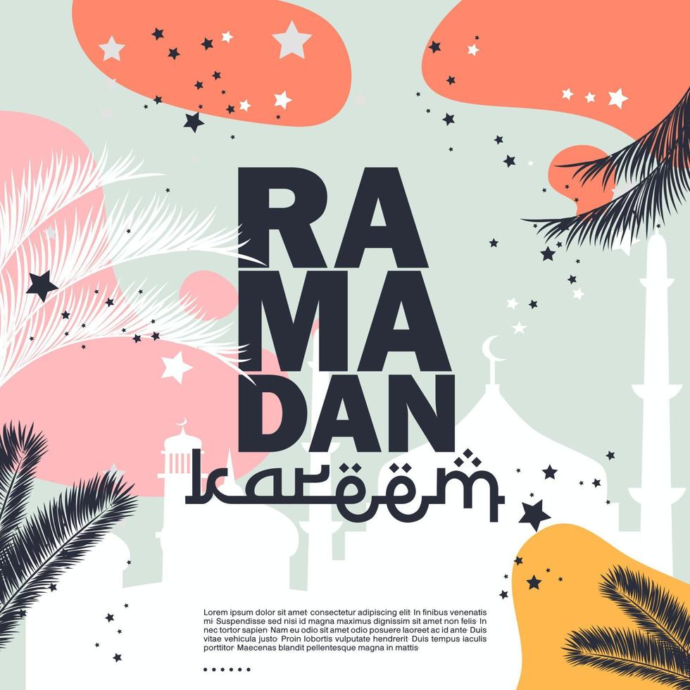 Ramadan kareem vector ontwerp voor banier, achtergrond, kan worden gebruikt net zo een kaart, en web. extra naar de ontwerp van de Ramadan kareem, eid al-fitr en eid al-adha. vector