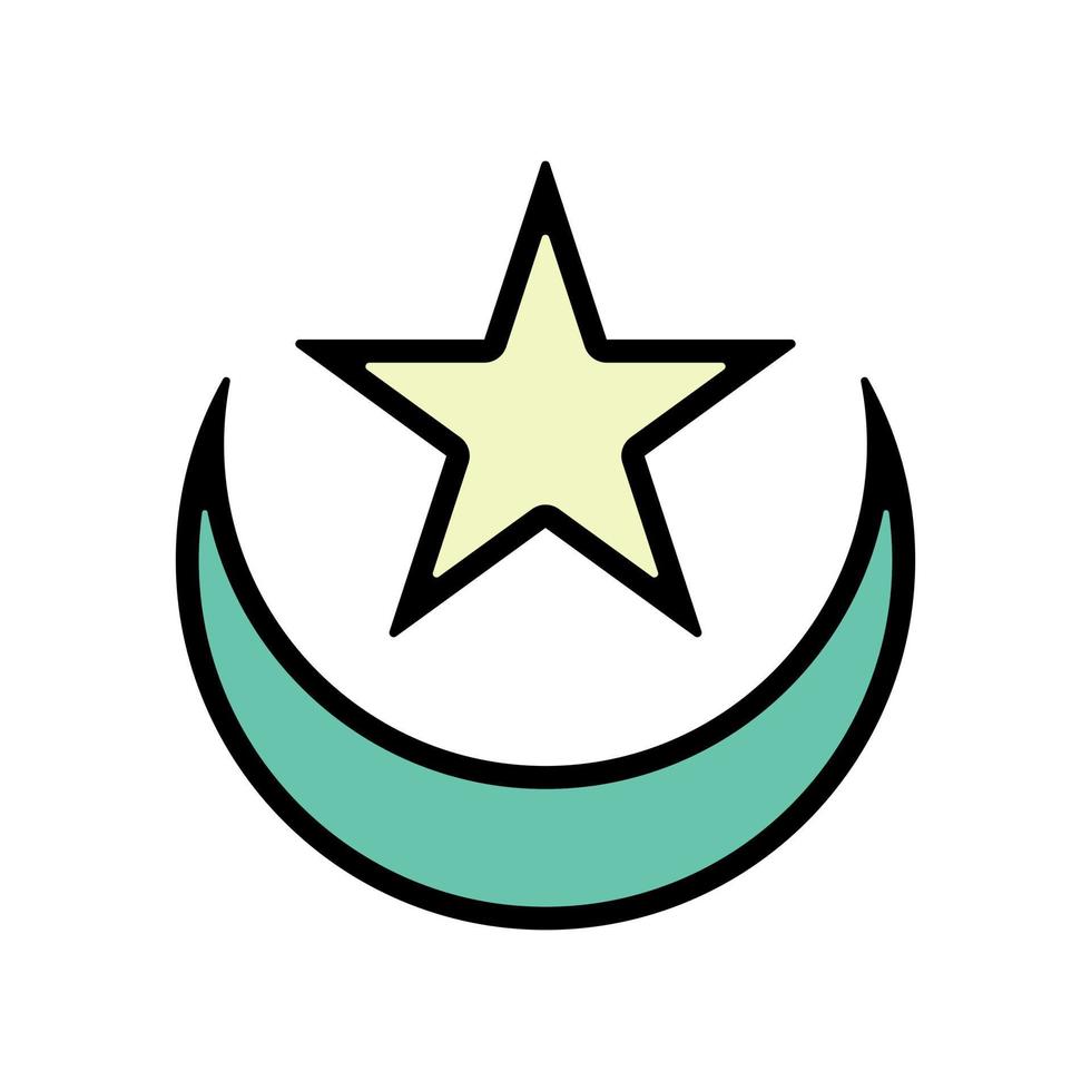 illustratie van een halve maan maan en ster. Islamitisch symbool. Islamitisch pictogrammen kan worden gebruikt voor de maand van Ramadan, eid en eid al-adha. voor logo, website en poster ontwerpen. vector