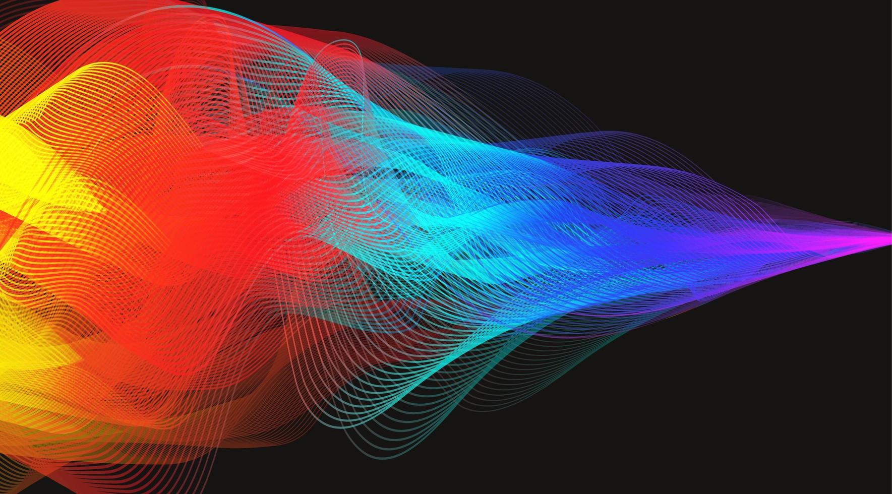 rook kleurrijke digitale geluidsgolf op zwarte vector als achtergrond.