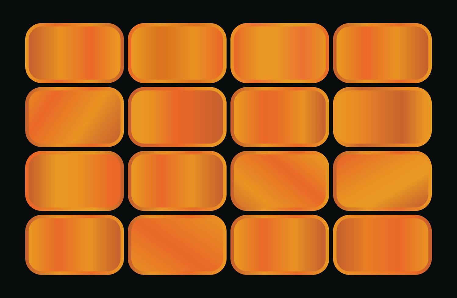 een zwart achtergrond met oranje pleinen en de goud helling kleur swatch kleur pantone vector