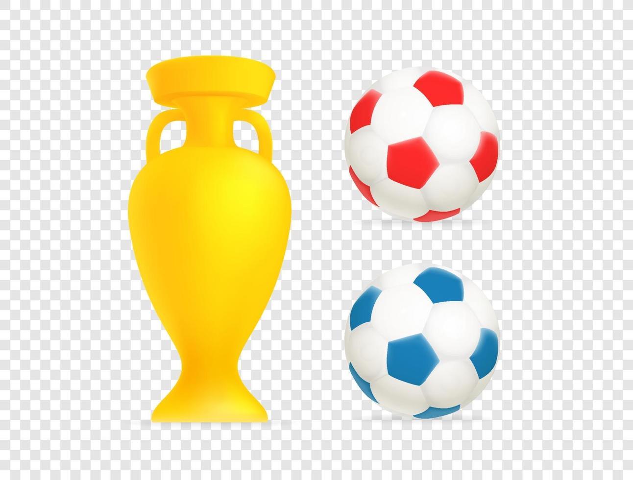 gouden beker en voetballen web emoticons geïsoleerd vector