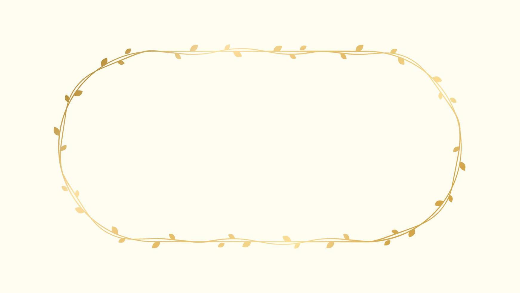 ovaal gouden kader met botanisch ontwerp. ronde Liaan kader bruiloft elegant lauwerkrans. vector geïsoleerd illustratie.