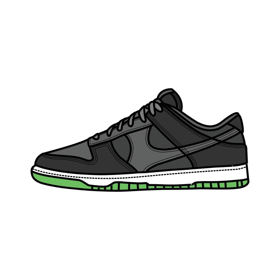 sportschoenen ontwerp met kant hoek. sport schoenen . voorlopige versie. vlak ontwerp. vector illustratie. sportschoenen in een vlak stijl. kant visie sportschoenen. mode sportschoenen.