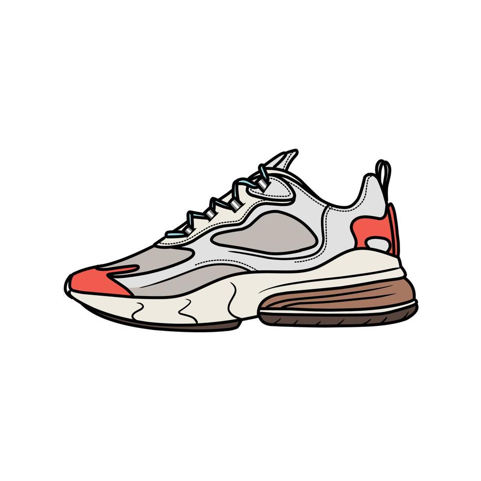 sportschoenen ontwerp met kant hoek. sport schoenen . voorlopige versie. vlak ontwerp. vector illustratie. sportschoenen in een vlak stijl. kant visie sportschoenen. mode sportschoenen.