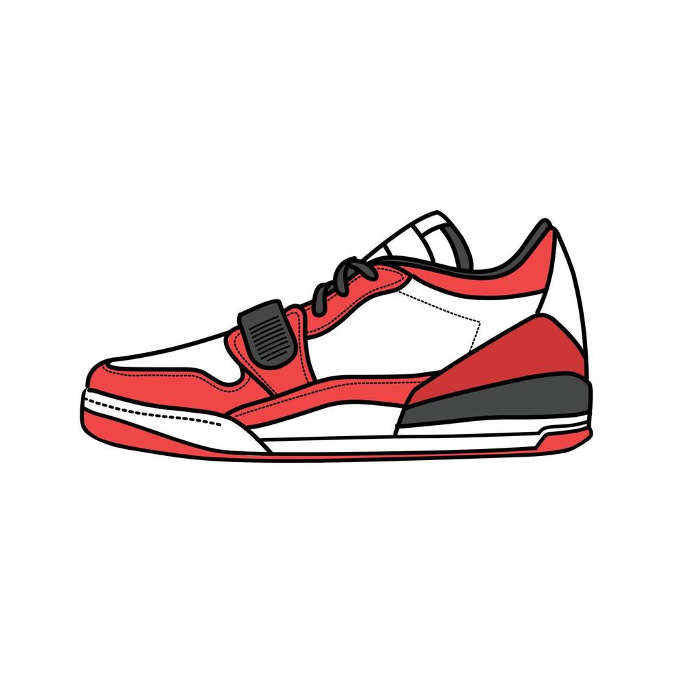 sportschoenen ontwerp met kant hoek. sport schoenen . voorlopige versie. vlak ontwerp. vector illustratie. sportschoenen in een vlak stijl. kant visie sportschoenen. mode sportschoenen.