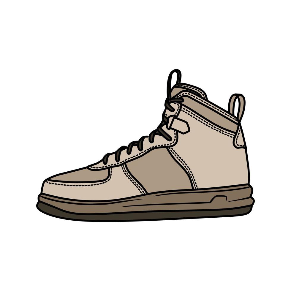 sportschoenen ontwerp met kant hoek. sport schoenen . voorlopige versie. vlak ontwerp. vector illustratie. sportschoenen in een vlak stijl. kant visie sportschoenen. mode sportschoenen.