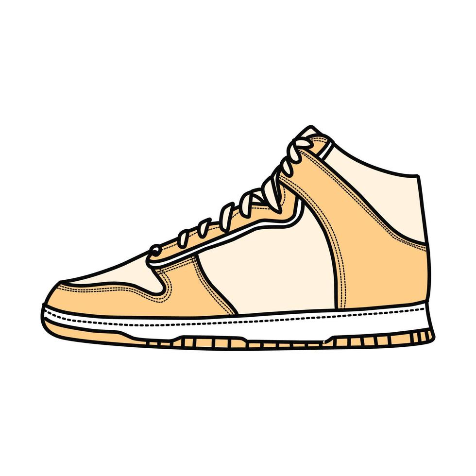 sportschoenen ontwerp met kant hoek. sport schoenen . voorlopige versie. vlak ontwerp. vector illustratie. sportschoenen in een vlak stijl. kant visie sportschoenen. mode sportschoenen.