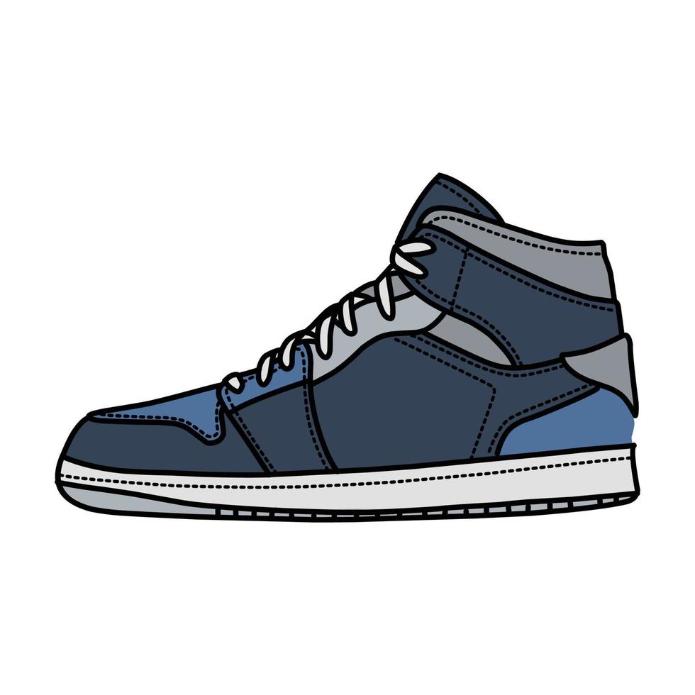 sportschoenen ontwerp met kant hoek. sport schoenen . voorlopige versie. vlak ontwerp. vector illustratie. sportschoenen in een vlak stijl. kant visie sportschoenen. mode sportschoenen.