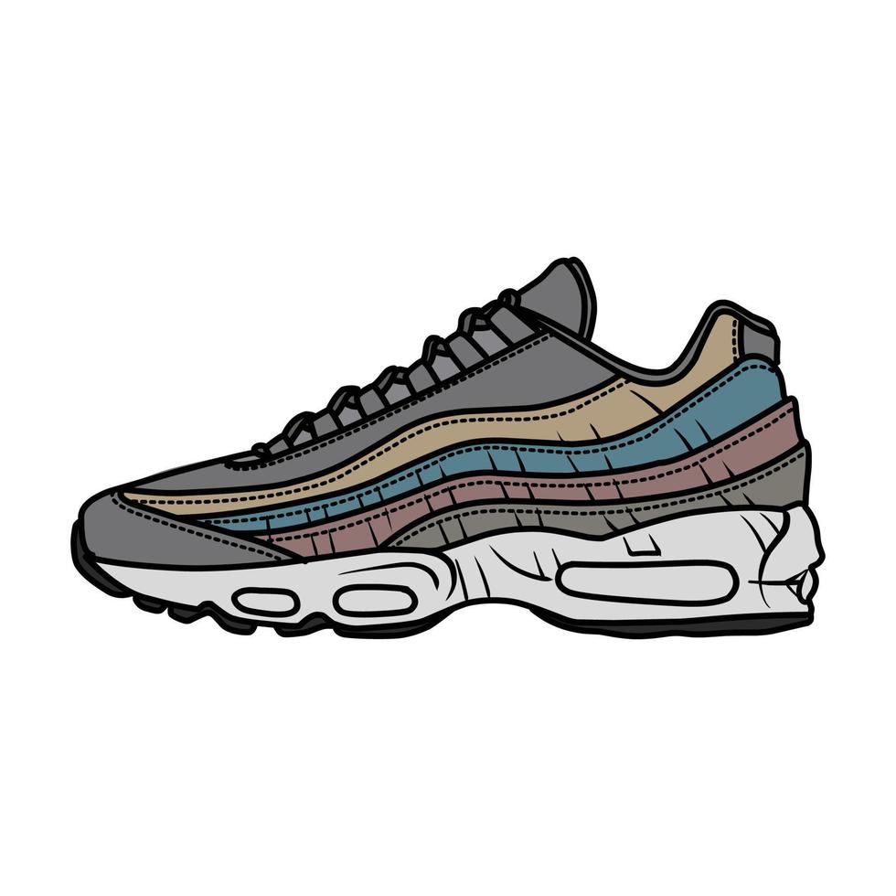 sportschoenen ontwerp met kant hoek. sport schoenen . voorlopige versie. vlak ontwerp. vector illustratie. sportschoenen in een vlak stijl. kant visie sportschoenen. mode sportschoenen.