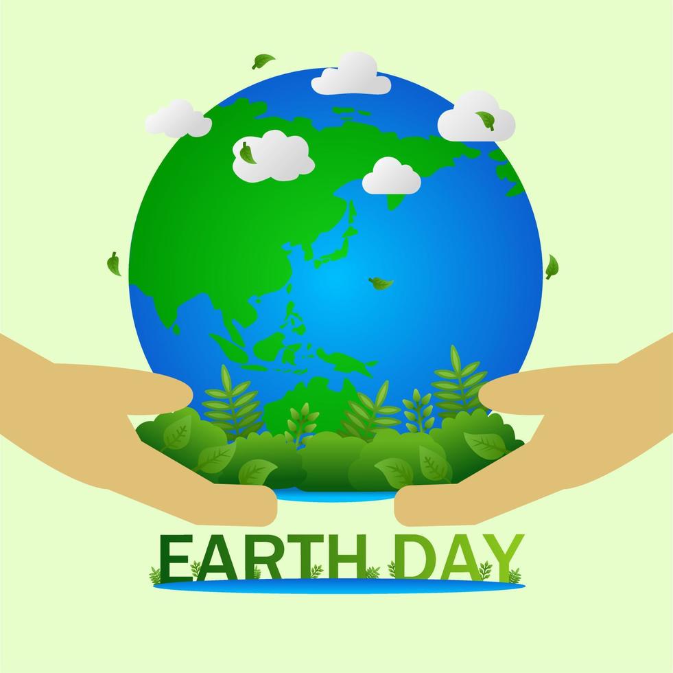 gelukkig aarde dag. vector illustratie van aarde dag ontwerp. ontwerp voor aarde dag viering of milieu zorgen. groen wereld van natuur met boom, plant, gras, struik, blad en meer