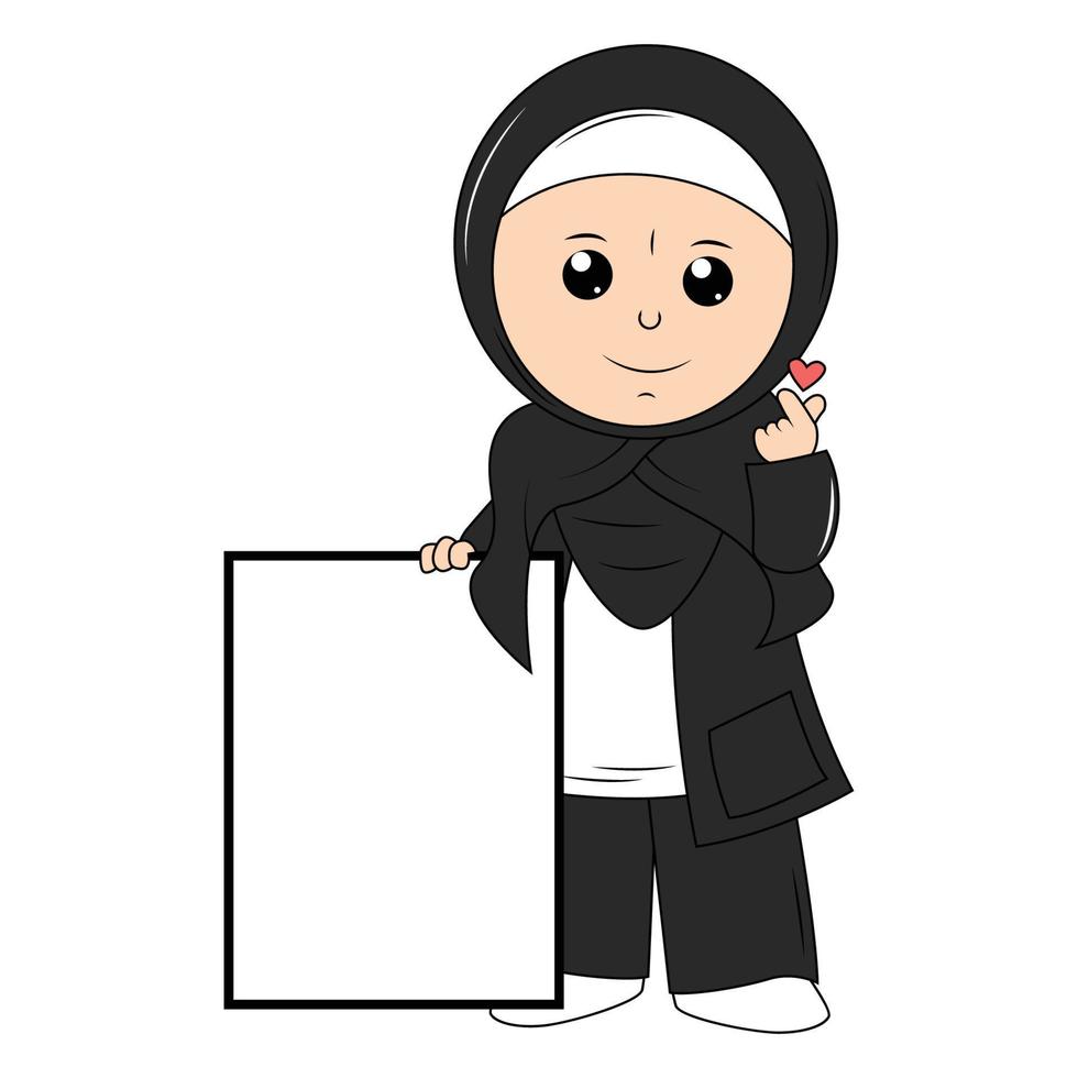 schattig meisje hijab tekenfilm illustratie vector