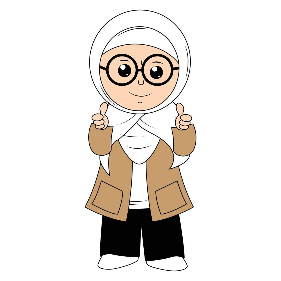 schattig meisje hijab tekenfilm illustratie vector