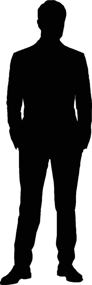 staand Mens silhouet vector in zwart geïsoleerd Aan wit achtergrond