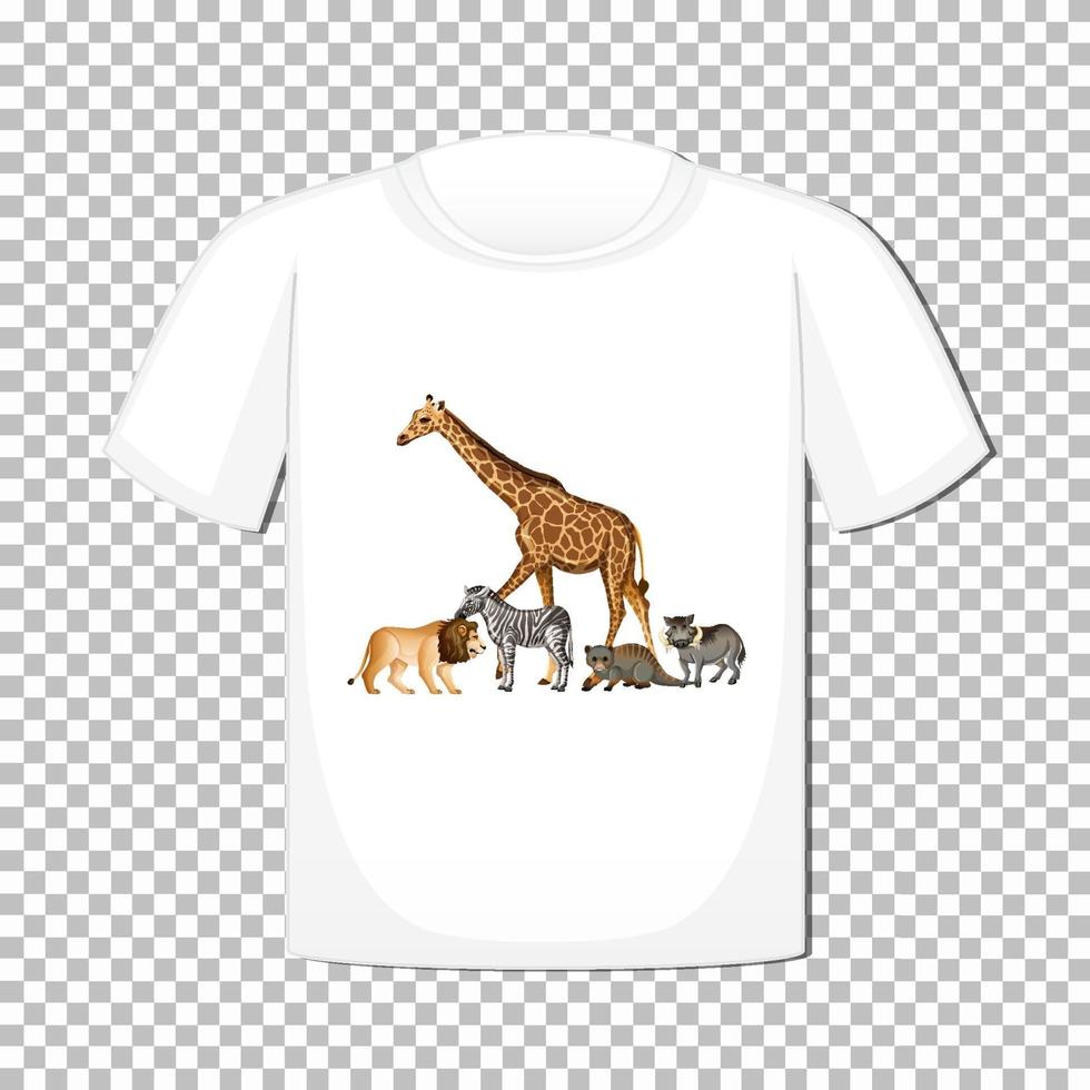 wild dierengroepsontwerp op t-shirt dat op transparante achtergrond wordt geïsoleerd vector