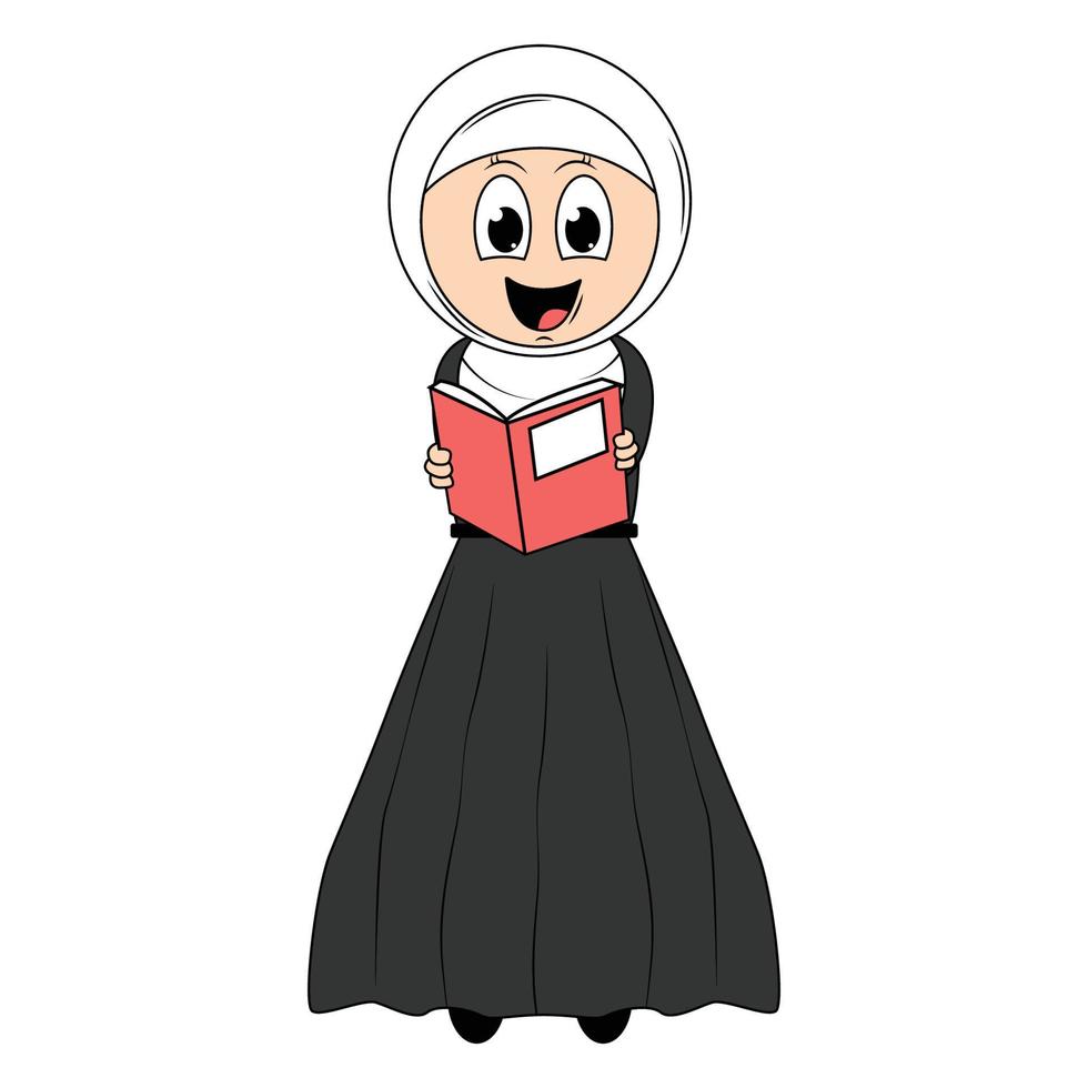 schattig meisje hijab tekenfilm illustratie vector