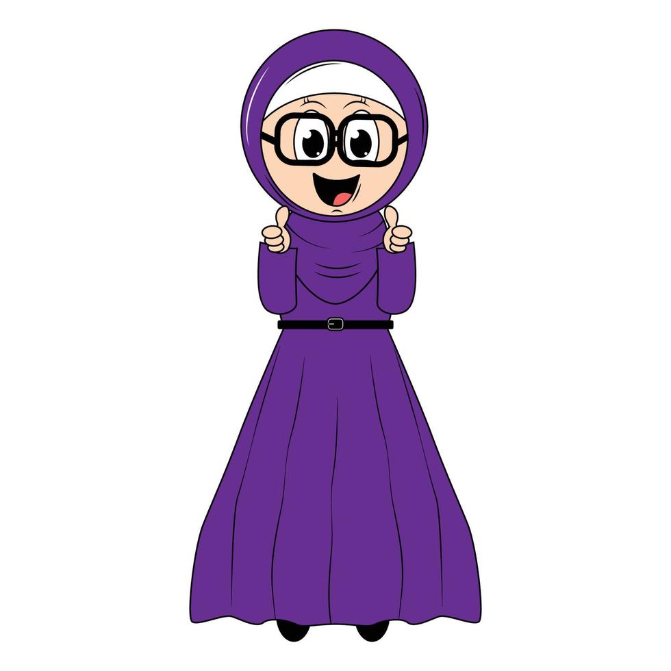 schattig meisje hijab tekenfilm illustratie vector