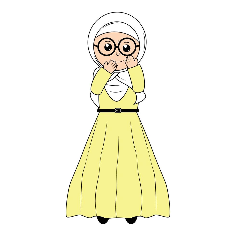 schattig meisje hijab tekenfilm illustratie vector