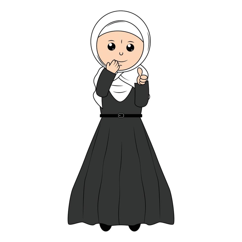 schattig meisje hijab tekenfilm illustratie vector