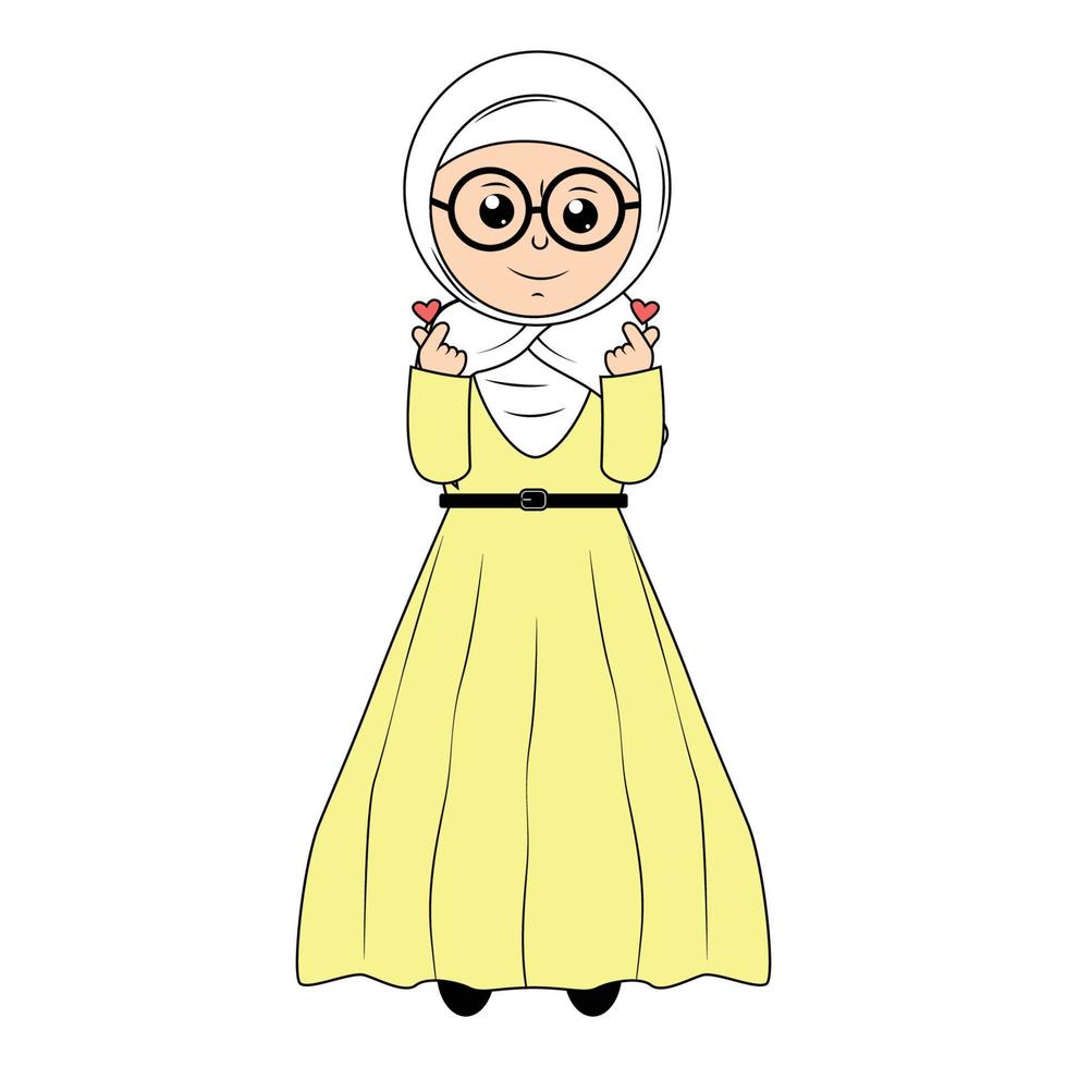 schattig meisje hijab tekenfilm illustratie vector