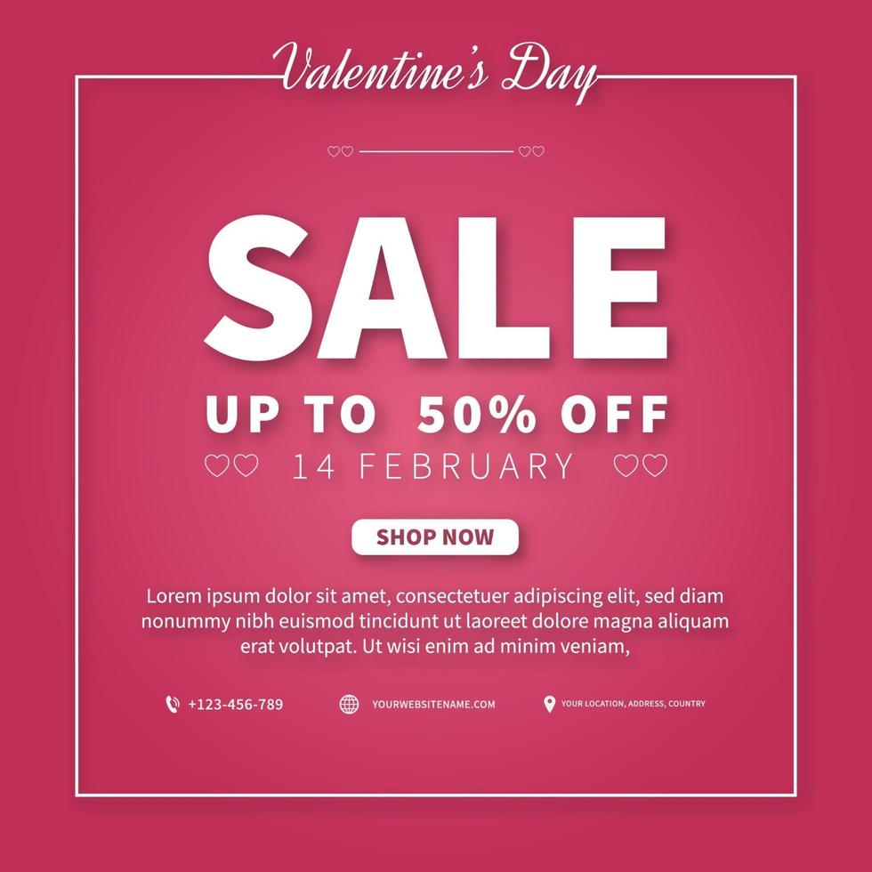 Valentijnsdag verkoop banner of flyer promotie ontwerpsjabloon. webbanner reclame-ontwerp vector