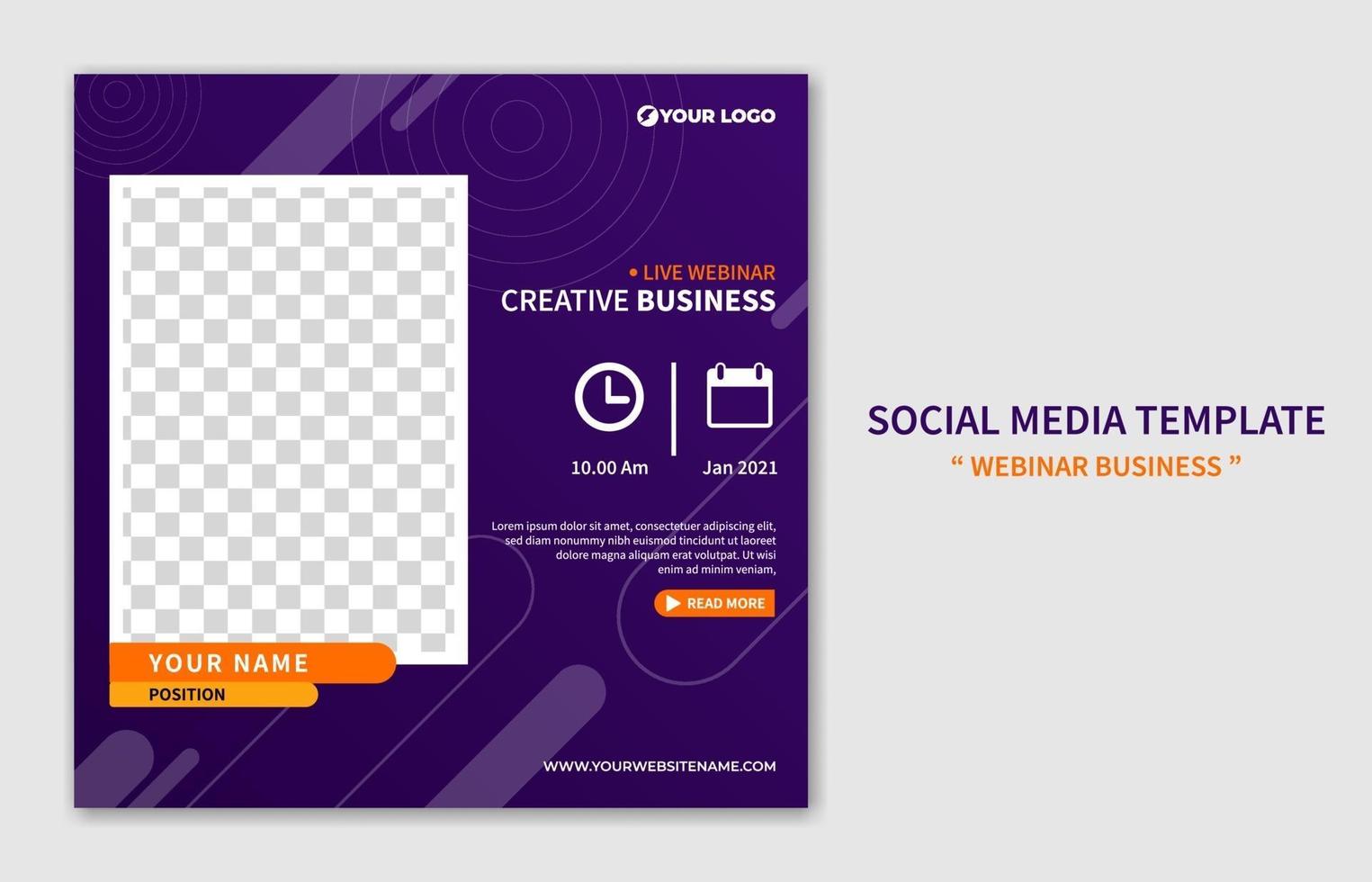 creatieve moderne live webinar social media postsjabloon. online marketingpromotie. webbanner bedrijfsconcept ontwerp vector