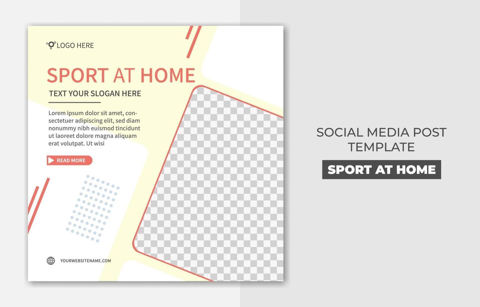 vierkante sport thuis banner voor sociale media post sjabloonontwerp, goed voor uw online promotievector vector
