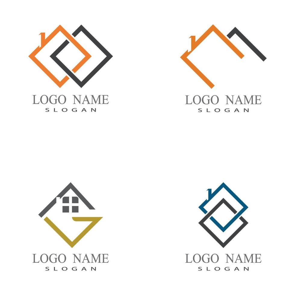 onroerend goed, onroerend goed en constructie logo-ontwerp vector