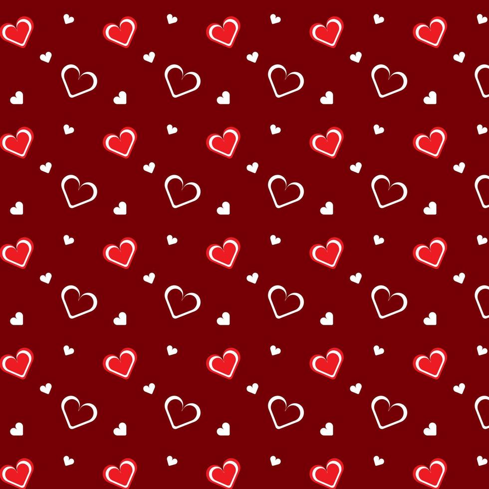 rood en wit harten naadloos patroon geïsoleerd Aan bruin achtergrond. liefde concept. vector illustratie