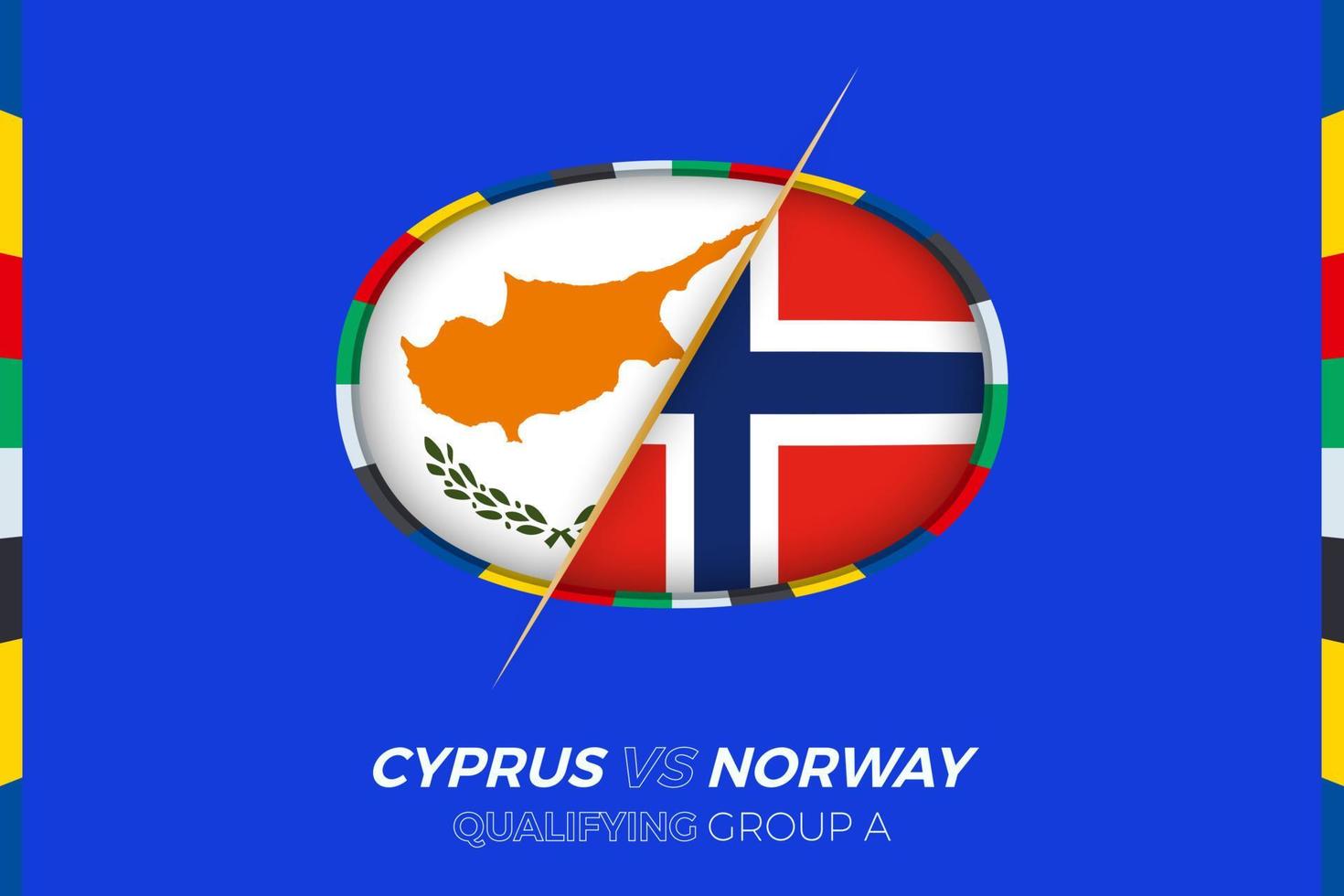 Cyprus vs Noorwegen icoon voor Europese Amerikaans voetbal toernooi kwalificatie, groep a. vector