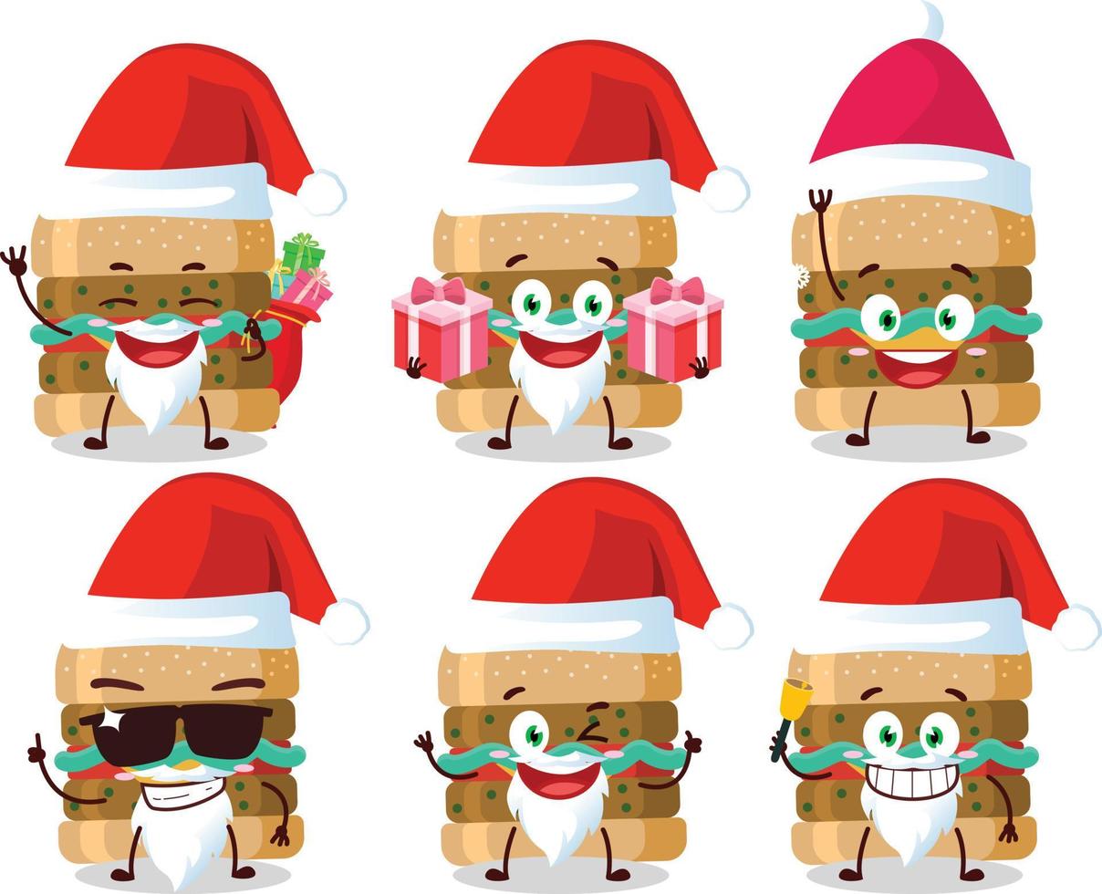 de kerstman claus emoticons met Hamburger tekenfilm karakter vector