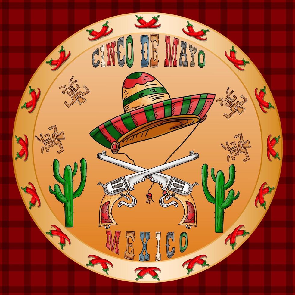illustratieontwerp op het Mexicaanse thema van cinco de mayo-viering vector