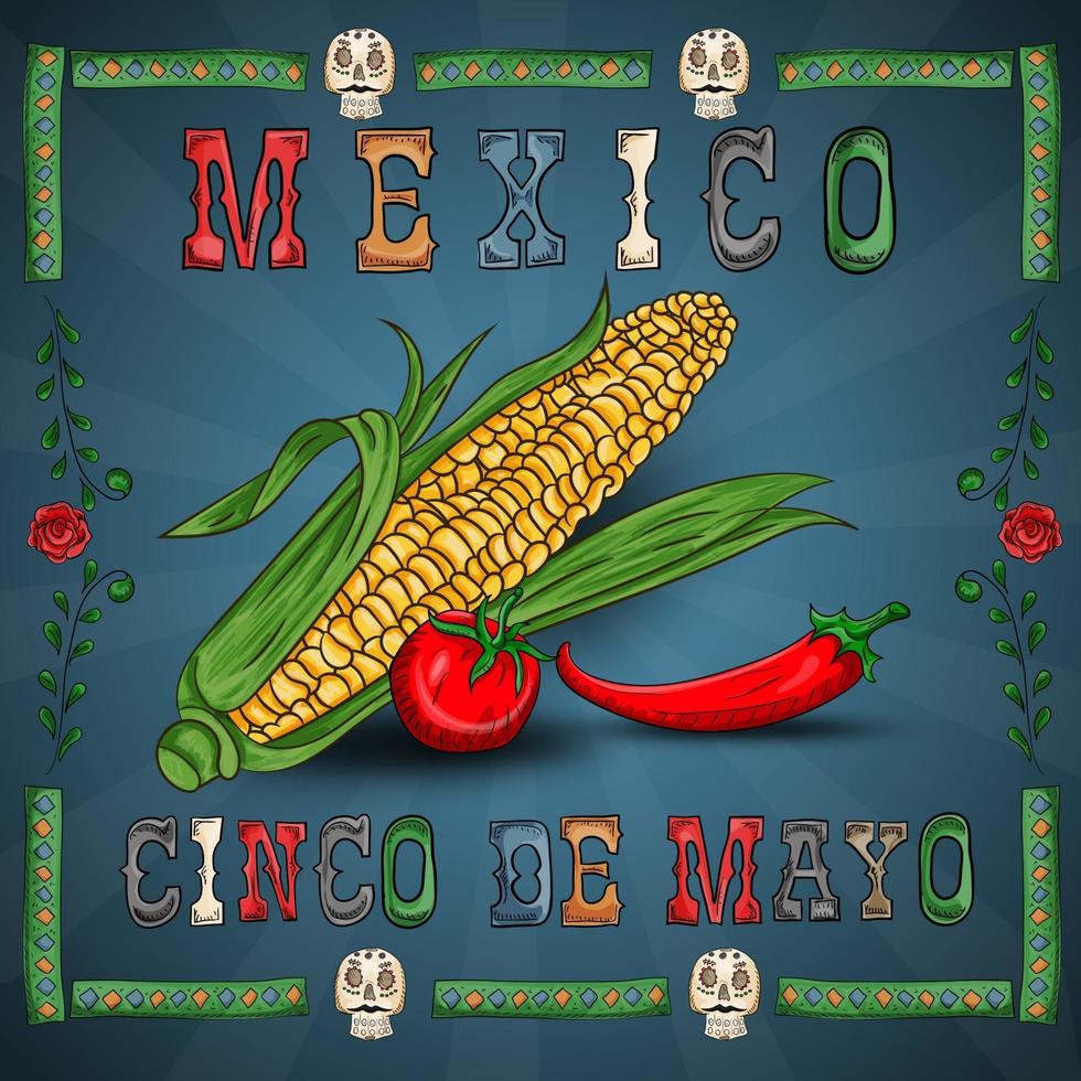 illustratieontwerp op het Mexicaanse thema van cinco de mayo-viering vector