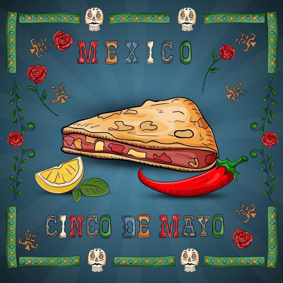 illustratieontwerp op het Mexicaanse thema van cinco de mayo-viering vector