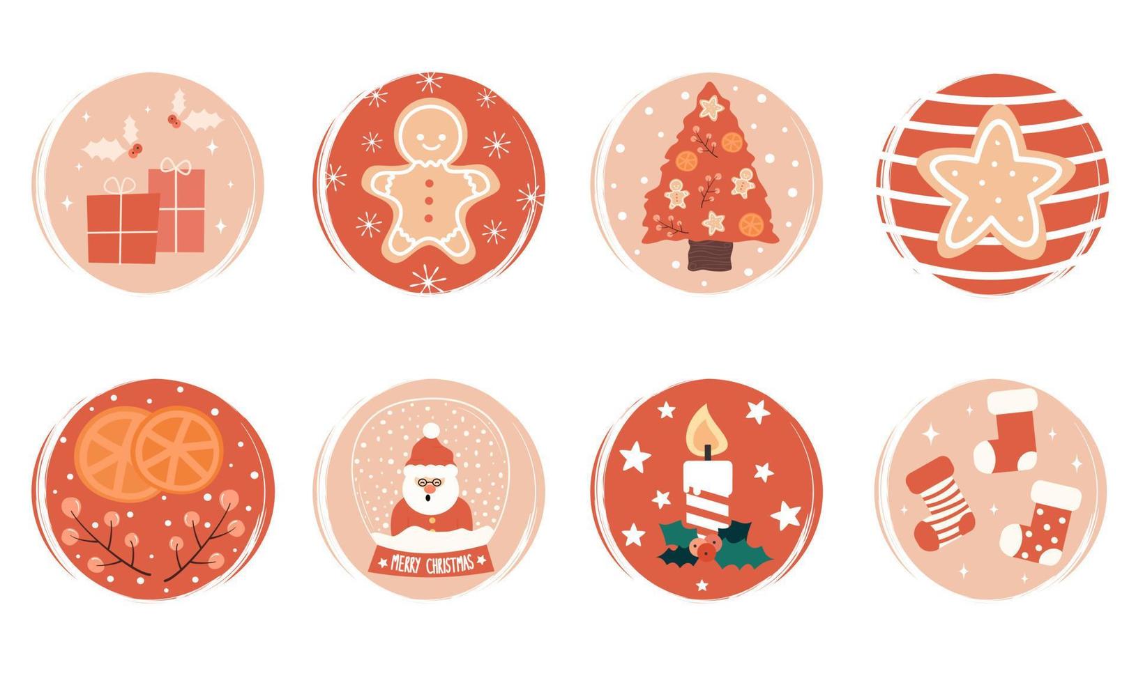 vector reeks van kleurrijk hand- getrokken logo ontwerp Sjablonen, pictogrammen en badges voor sociaal media hoogtepunt met schattig traditioneel Kerstmis symbolen