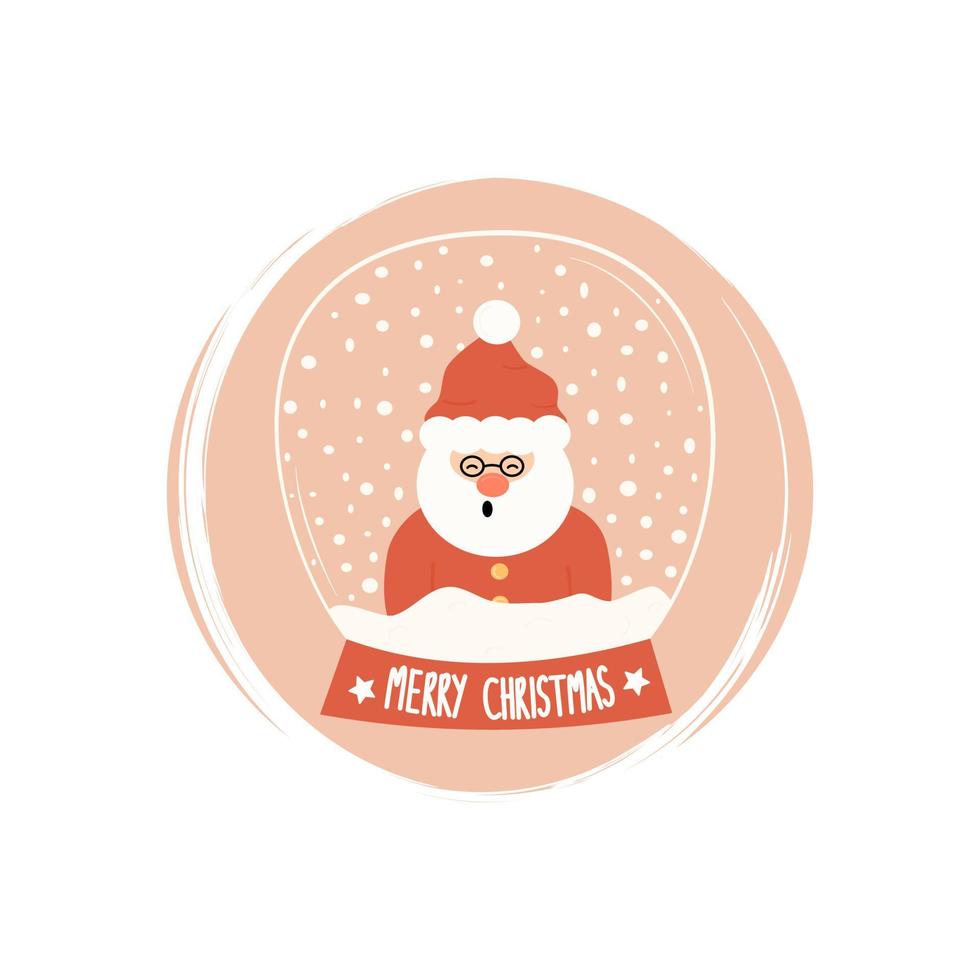 schattig sneeuw wereldbol met de kerstman claus icoon vector, illustratie Aan cirkel met borstel textuur, voor sociaal media verhaal en highlights vector