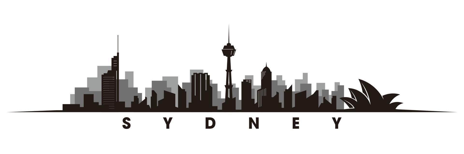 Sydney horizon en oriëntatiepunten silhouet vector