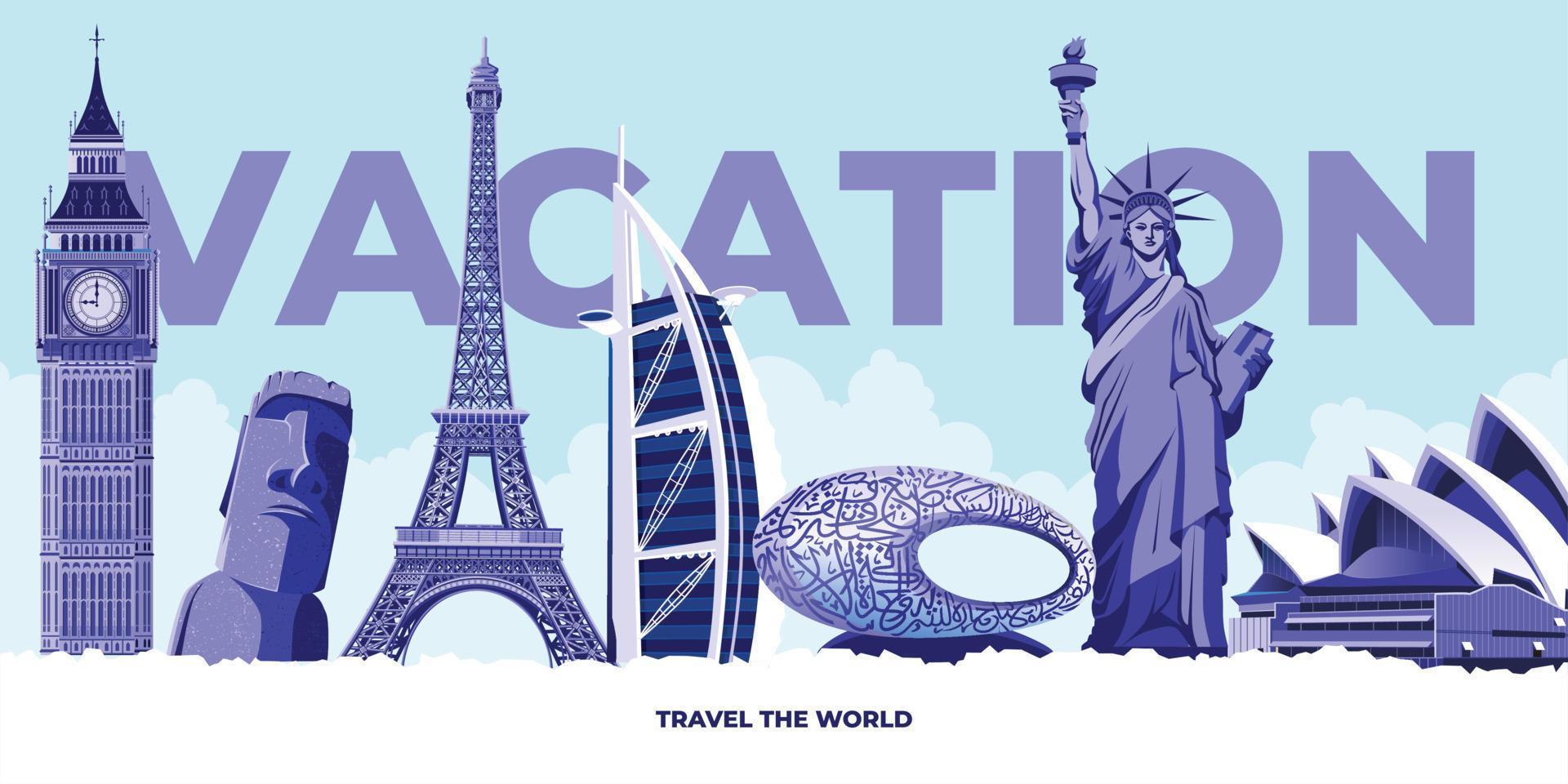 wereld reizen vector illustratie. tour en reizen grafisch ontwerp voor banners en folder