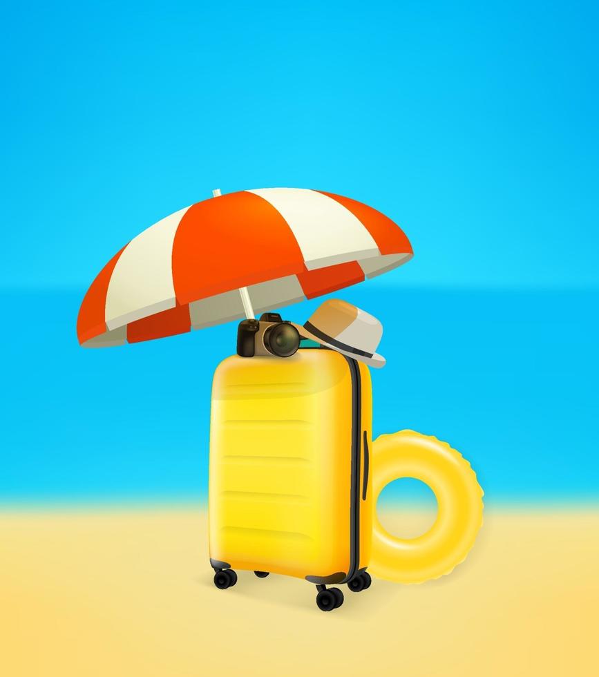 bagage van de reiziger. vectorillustratie op het strand vector