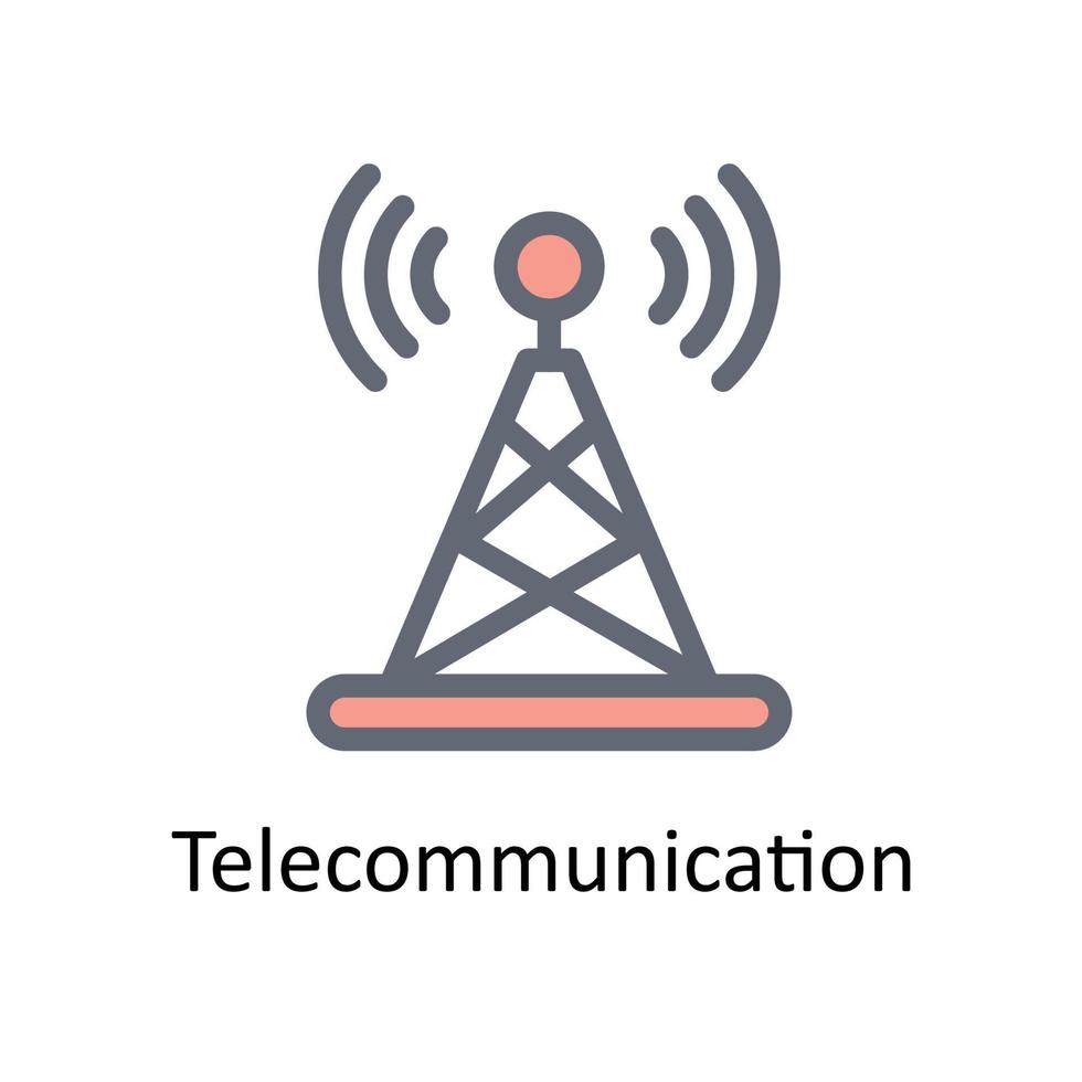 telecommunicatieverbinding vector vullen schets pictogrammen. gemakkelijk voorraad illustratie voorraad